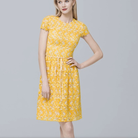 Yellow Floral Lace Dress - Picture 1 of 4
